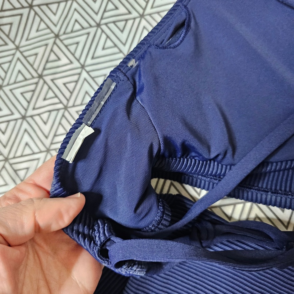 CALIA Womens Opulent Blue Rib High Rise Bikini Set Tummy Control Size M NEW - Picture 8 of 10